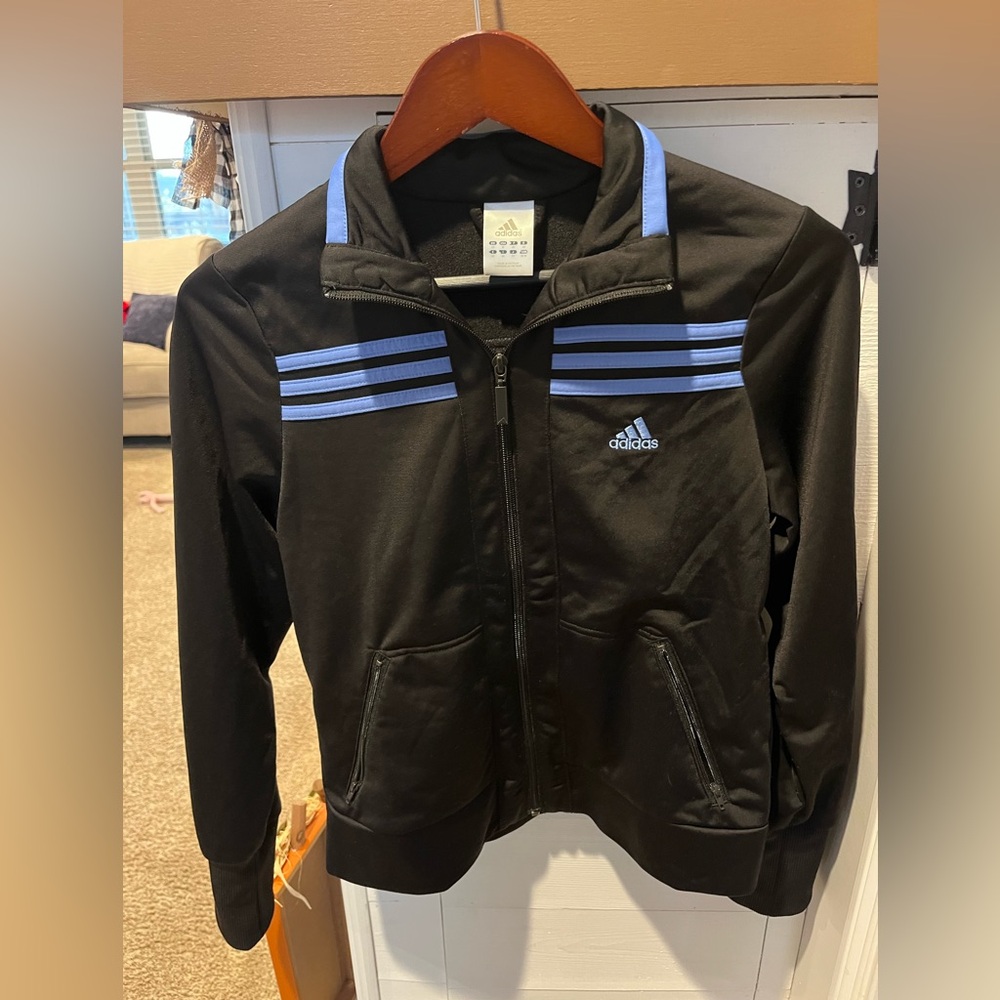 Adidas Performance Track Jacket size youth medium black. 1377